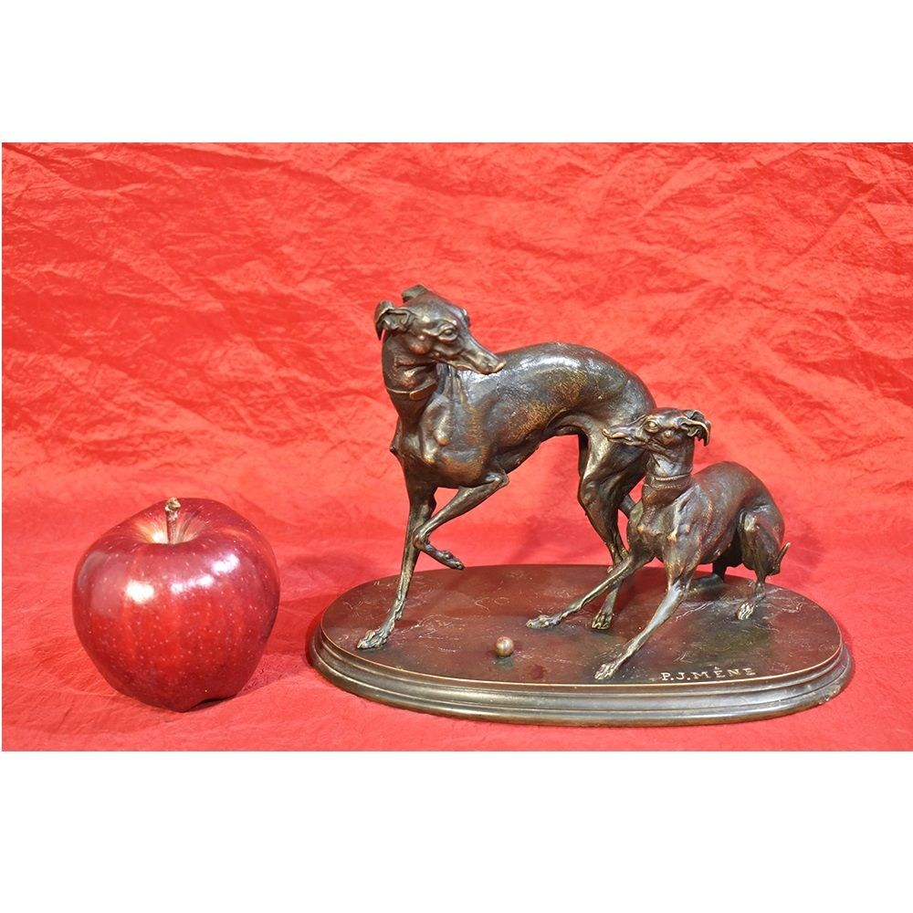 STB38 greyhounds dogs antic sculpture antique bronze statues bronze figurines Mene sculptor 19th century.jpg